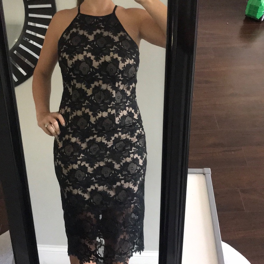 Black lace cocktail dress